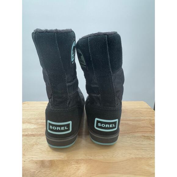 SOREL Glacy Size 9 Women's Black Suede quilted pull on Waterproof‎ Winter Boots - Picture 7 of 8